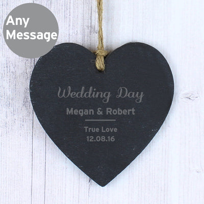 Personalised Classic Slate Heart Decoration Hanging Decorations & Signs Everything Personal