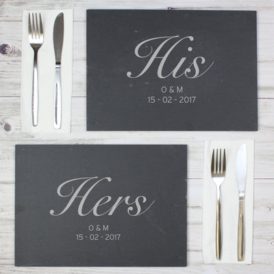 Personalised His and Hers Slate Placemat Set Kitchen, Baking & Dining Gifts Everything Personal
