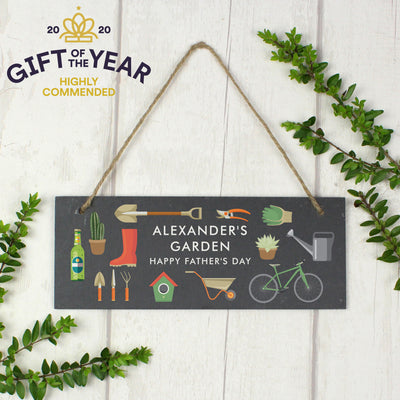 Personalised Garden Printed Hanging Slate Plaque Slate Everything Personal