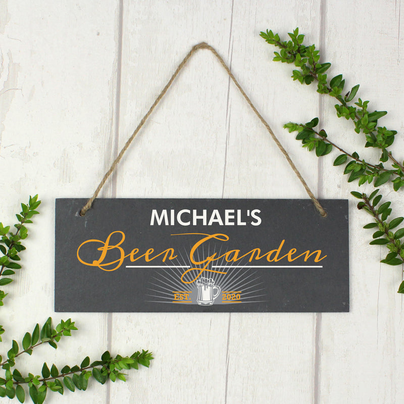 Personalised ""Beer Garden"" Printed Hanging Slate Plaque Slate Everything Personal