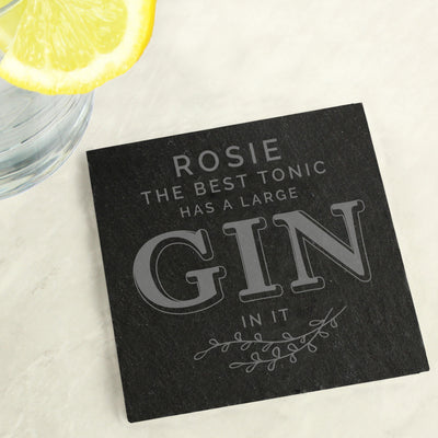 Personalised Gin & Tonic Single Slate Coaster Slate Everything Personal