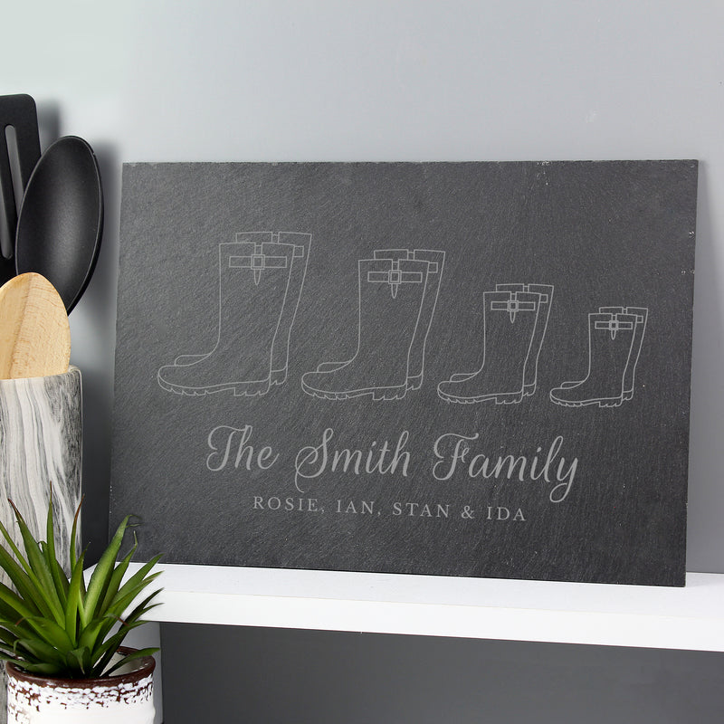 Personalised Welly Boot Family of Four Slate Slate Everything Personal