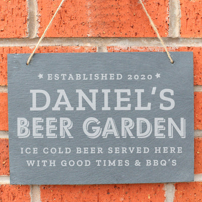 Personalised Beer Garden Hanging Large Slate Sign Slate Everything Personal