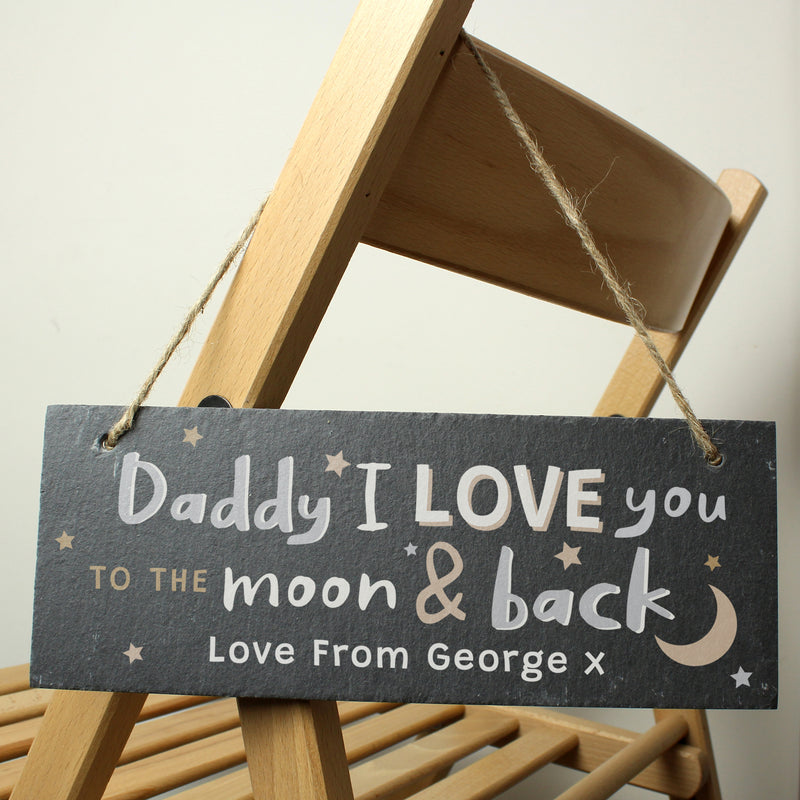Personalised To the Moon and Back Hanging Slate Plaque Slate Everything Personal