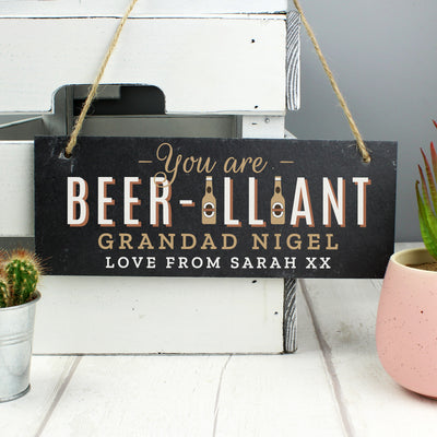 Personalised Beer-illiant Hanging Slate Plaque Hanging Decorations & Signs Everything Personal