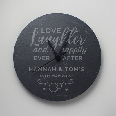 Personalised Love Laughter Slate Clock Clocks & Watches Everything Personal