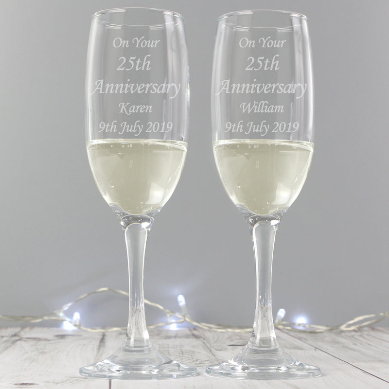 Personalised Celebration Pair of Flutes with Gift Box Glasses & Barware Everything Personal