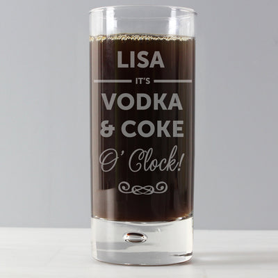 Personalised Its...O'Clock Hi Ball Bubble Glass Glasses & Barware Everything Personal