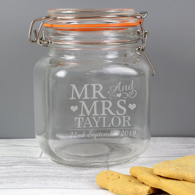 Personalised Mr & Mrs Glass Kilner Jar Kitchen, Baking & Dining Gifts Everything Personal