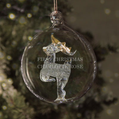 Personalised Glass Reindeer Bauble Christmas Decorations Everything Personal