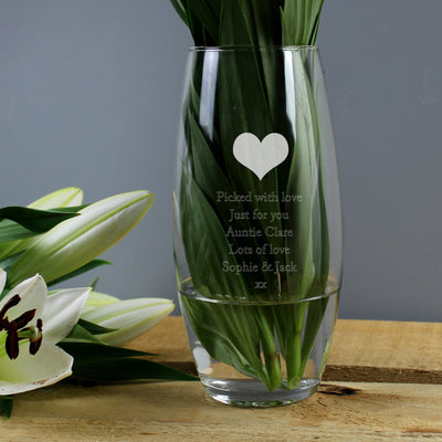 Personalised Heart Bullet Vase Vases Everything Personal