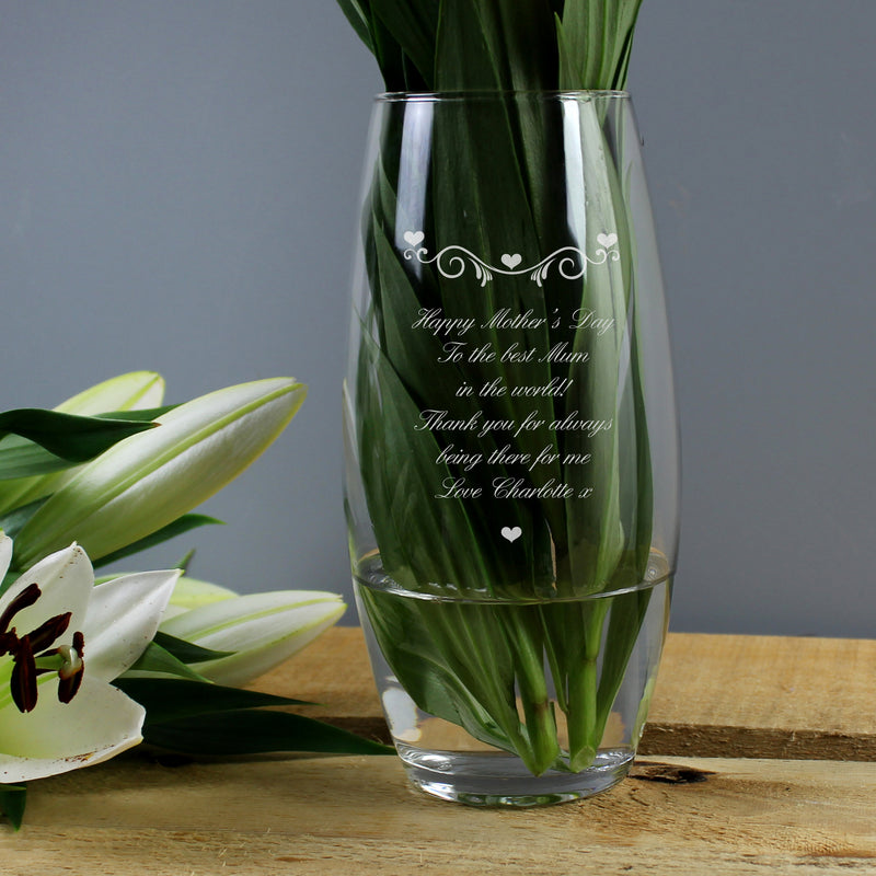 Personalised Hearts & Swirls Bullet Vase Vases Everything Personal