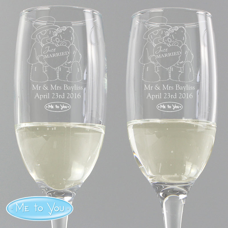 Personalised Me To You Engraved Wedding Pair of Flutes with Gift Box Glasses & Barware Everything Personal