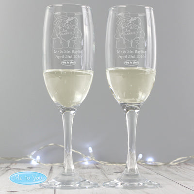 Personalised Me To You Engraved Wedding Pair of Flutes Glasses & Barware Everything Personal