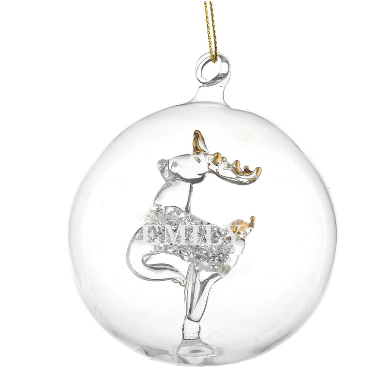 Personalised Reindeer Glass Bauble Christmas Decorations Everything Personal