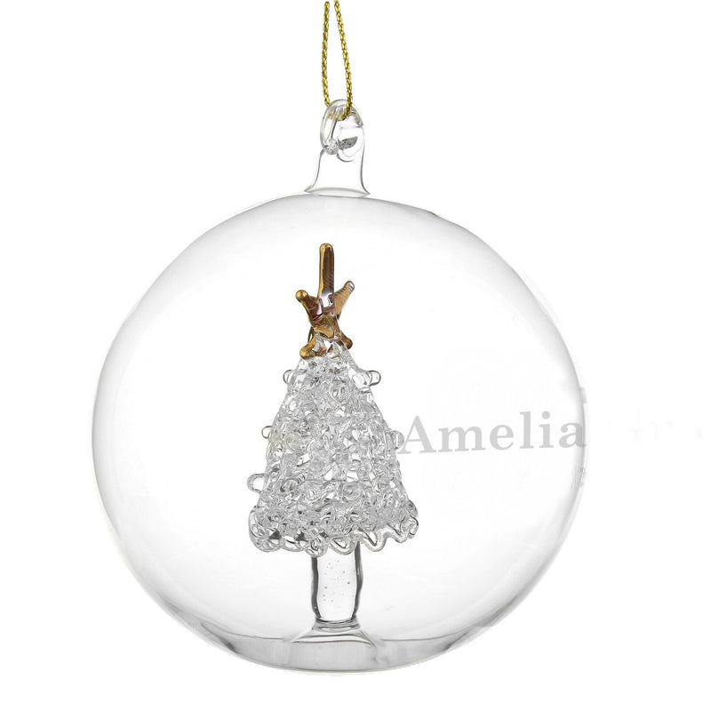 Personalised Christmas Tree Glass Bauble Christmas Decorations Everything Personal