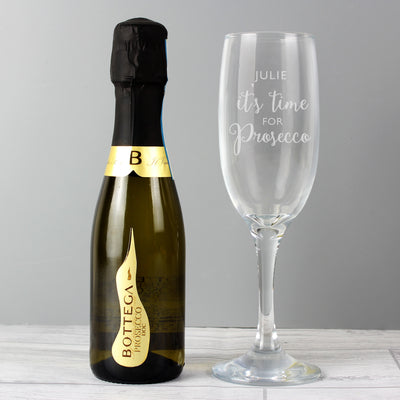Personalised Its Time for Prosecco Flute & Mini Prosecco Set Alcohol Everything Personal