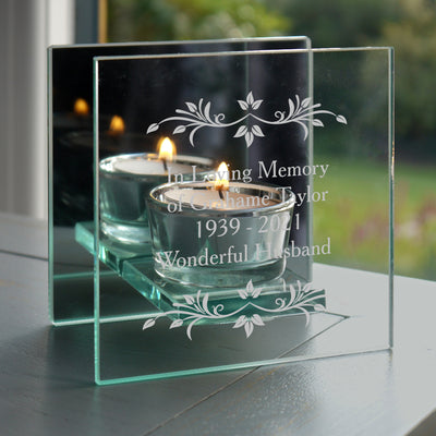 Personalised Sentiments Mirrored Glass Tea Light Candle Holder Candles & Reed Diffusers Everything Personal