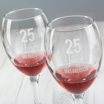 Personalised Years As... Wine Glass Set Glasses & Barware Everything Personal