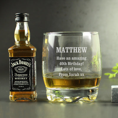 Personalised Tumbler and Whiskey Miniature Set Alcohol Everything Personal