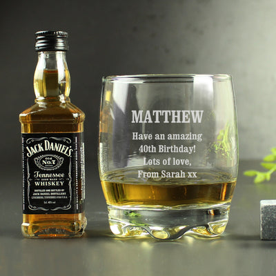 Personalised Tumbler and Whiskey Miniature Set Alcohol Everything Personal