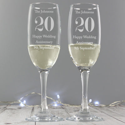 Personalised Anniversary Pair of Flutes Glasses & Barware Everything Personal