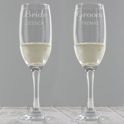 Personalised Classic Pair of Flutes Glasses & Barware Everything Personal