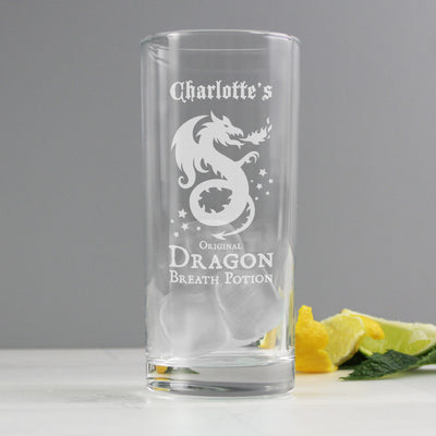 Personalised Dragon Breath Potion Hi Ball Glass Glasses & Barware Everything Personal