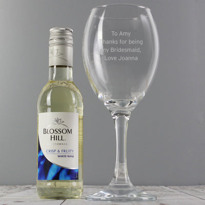 Personalised White Wine & Any Message Wine Glass Set Alcohol Everything Personal