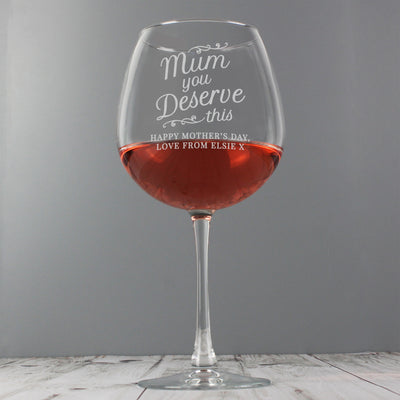Personalised 'Mum You Deserve This' Gin Balloon Glass Glasses & Barware Everything Personal