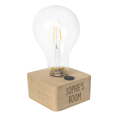 Personalised LED Bulb Table Lamp Wooden Everything Personal