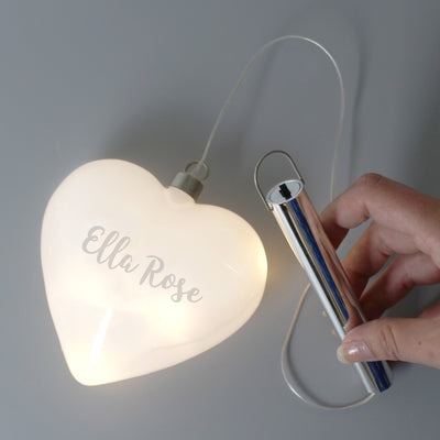 Personalised LED Hanging Glass Heart LED Lights, Candles & Decorations Everything Personal