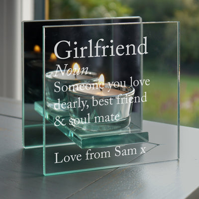 Personalised Definition Mirrored Glass Tea Light Candle Holder Candles & Reed Diffusers Everything Personal