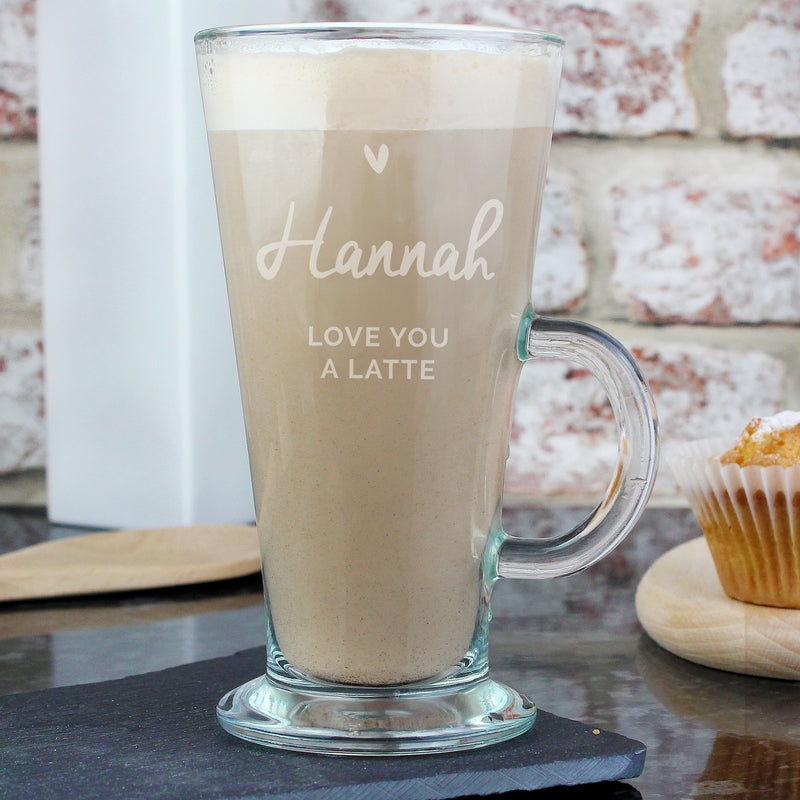 Personalised Heart Latte Glass Glasses & Barware Everything Personal