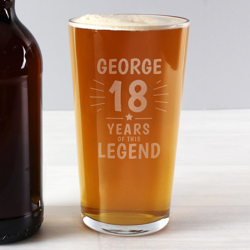 Personalised Years of This Legend Birthday Pint Glass Glasses & Barware Everything Personal