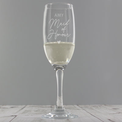 Personalised Maid of Honour Flute Glass Glasses & Barware Everything Personal