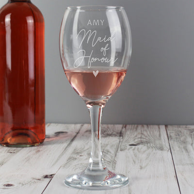Personalised Maid of Honour Wine Glass Glasses & Barware Everything Personal