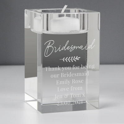 Personalised Leaf Free Text Glass Tea Light Holder Candles & Reed Diffusers Everything Personal