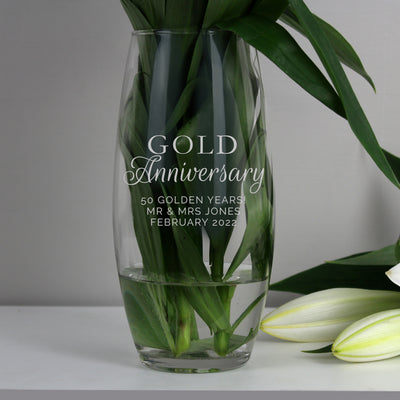 Personalised 'Gold Anniversary' Bullet Vase Vases Everything Personal