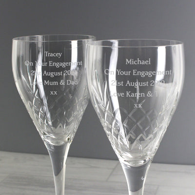 Personalised Pair of Crystal Wine Glasses Glasses & Barware Everything Personal