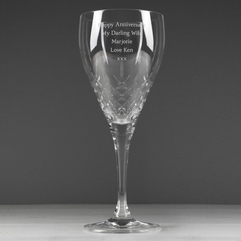Personalised Cut Crystal Wine Glass Glasses & Barware Everything Personal