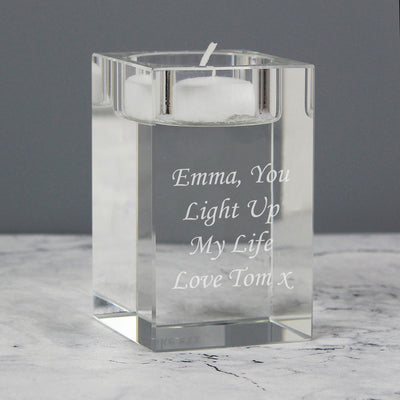 Personalised Optic Glass Tea Light Candle Holder Candles & Reed Diffusers Everything Personal