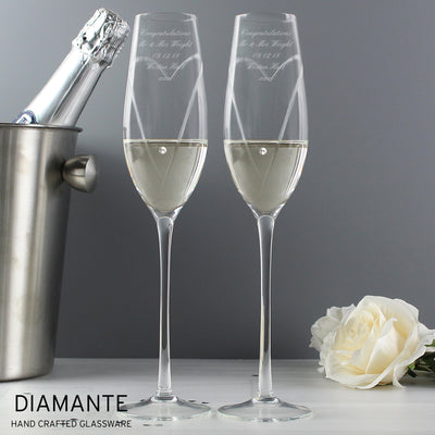 Personalised Hand Cut Heart Pair of Flutes with Gift Box Glasses & Barware Everything Personal