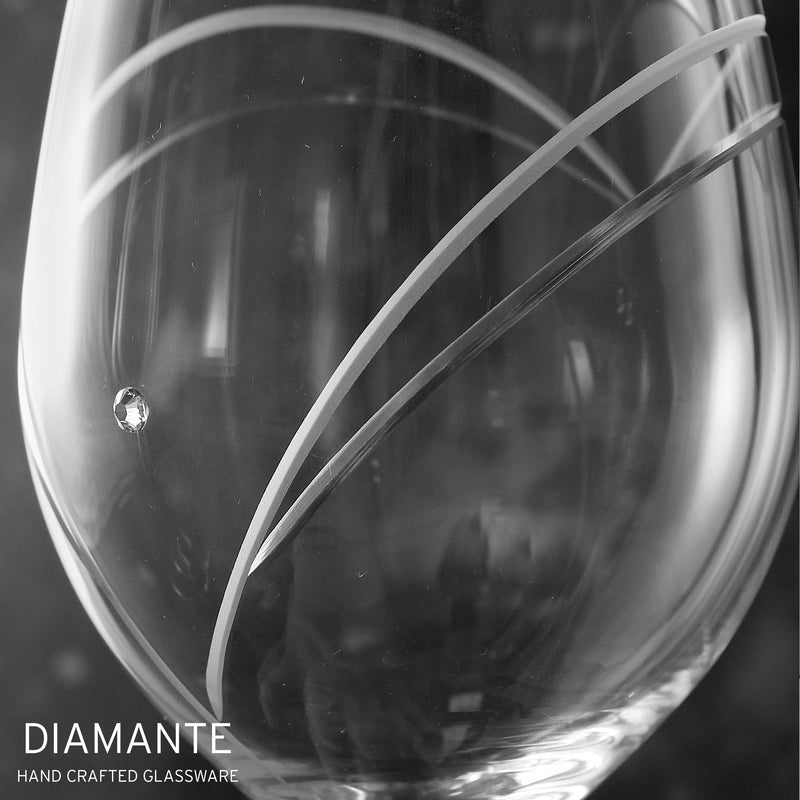 Personalised Hand Cut Diamante Heart Wine Glasses Glasses & Barware Everything Personal