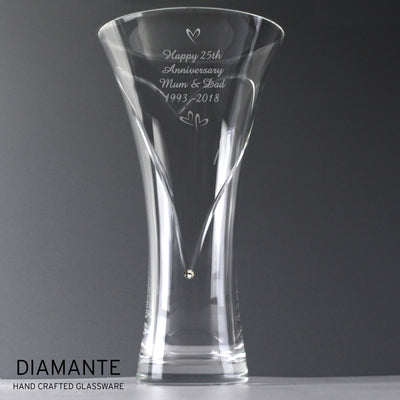 Personalised Hand Cut Little Hearts Diamante Vase Vases Everything Personal