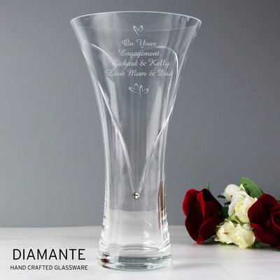 Personalised Hand Cut Little Hearts Diamante Vase Vases Everything Personal