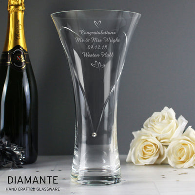 Personalised Large Hand Cut Little Hearts Diamante Vase Vases Everything Personal