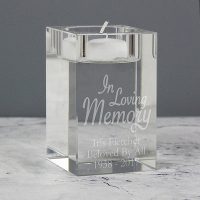 Personalised In Loving Memory Glass Tea Light Candle Holder Candles & Reed Diffusers Everything Personal