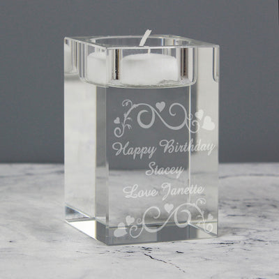 Personalised Ornate Swirl Glass Tea Light Candle Holder Candles & Reed Diffusers Everything Personal