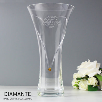 Personalised Hand Cut Gold Diamante Heart Vase Vases Everything Personal